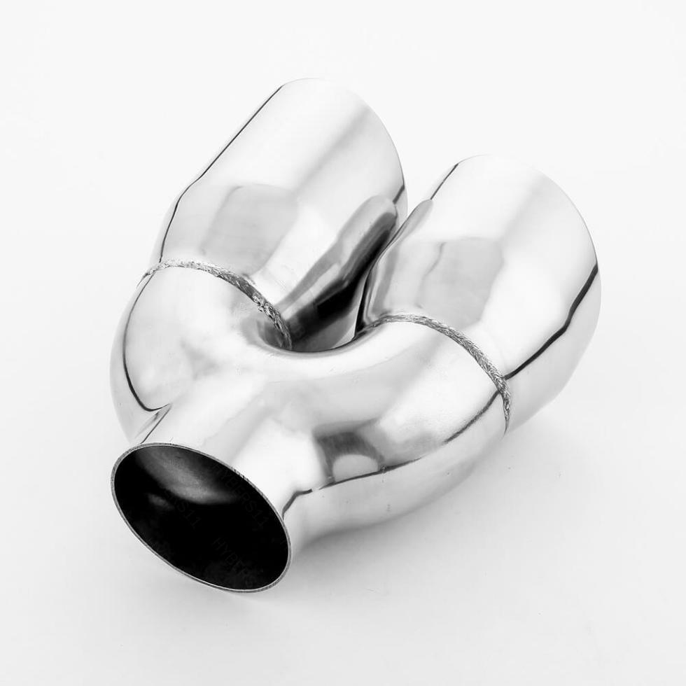 Pair Quad Staggered Dual Wall 4" Out Exhaust Tips 3" Inlet Stainless Steel Slant eBay