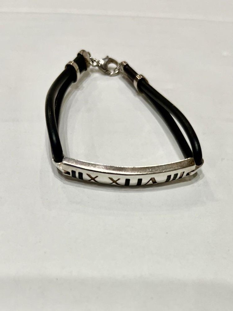 Tiffany&Co.  Atlas Rubber Bracelet Bangle Sv925 Silver Ladies Accessories