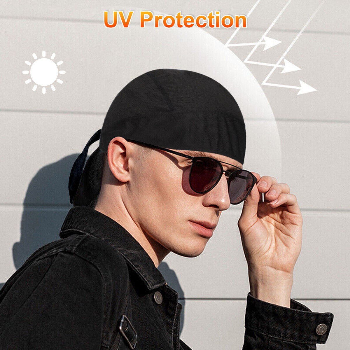 Motorcycle Wrap Biker Du Do Black Bandana Paisley Doo Rag Head