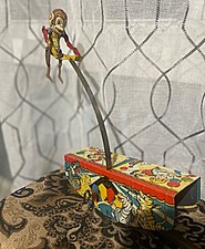 1930's Vintage Marx Acrobatic Marvel Monkey, 1930's Wind-up Toy. Works