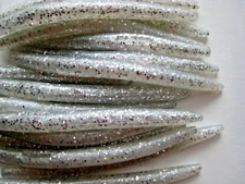 50 pk 5" Senko Style - PEARL SILVER FLAKE - Soft Plastic Worms - SCENT, SALT
