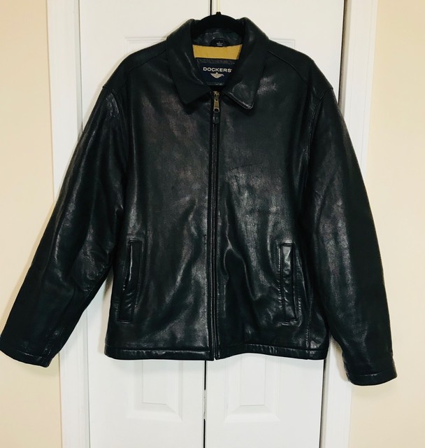 PreOwned Men's Dockers Black Leather Jacket, Sz. L eBay