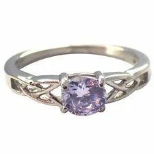 Celtic June Birthstone Ring Purple Cubic Zirconia Handfasting Engagement Band