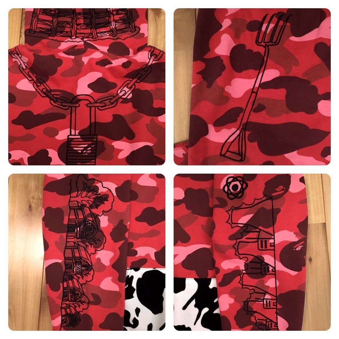 BAPE NFS limited camo Holstein full zip hoodie Red COW A BAPE NFS limited camo Holstein full zip hoodie Red COW A