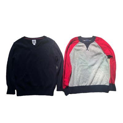Lot Of 2 Gap Kids Boys Long Sleeve Blue Red Gray Sweaters S XS
