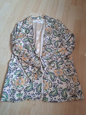 MANGO Ladies Cream Pattern Blazer Size Medium
