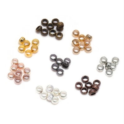 500PCS Smooth Seamed Spacer Beads Silver Plated Round Seamless - Image 1 of 4