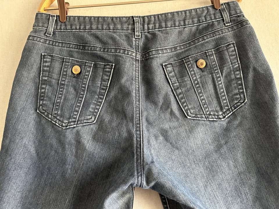 George Shorts Women's Chino Denim Flat Fronts Medium Wash Color Blue Size 12 - Image 4 of 4