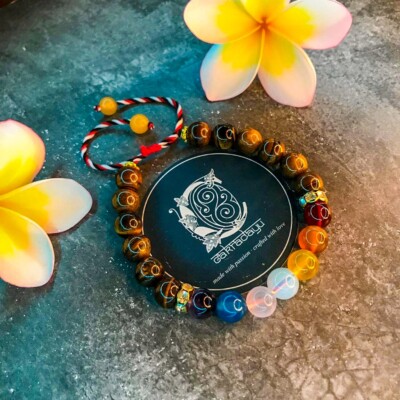 Tridatu 7 Chakra Kristall Armband mit Tigerauge - Chakra Energie Armband