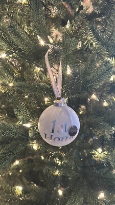 Barnes & Noble Holiday Collection White Ball 1st Home Christmas Ornament 2018