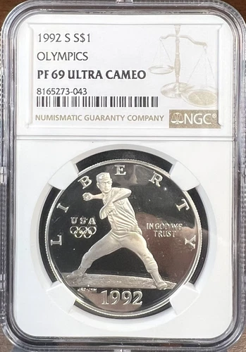 1992 S Olympic Baseball Commemorative Silver Dollar PF 69 ULTRA CAMEO NGC