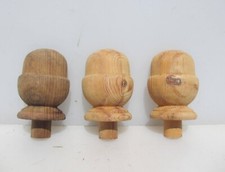 Carved Wooden Finial Old Top Wood Stair Acorn Mounts Decoration Wood x3 - 6"H