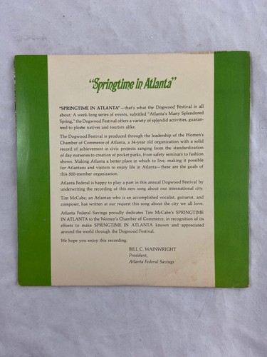 Vintage - TIM MCCABE - Springtime in Atlanta - 7" Single - 45 RPM - Picture 4 of 4