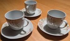 3 tazze in porcellana + sottobicchieri Eschenbach 3 pezzi tazze + piatto