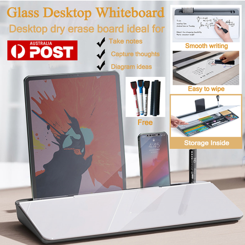 Glass Desktop Buddy Whiteboard Desk Buddy Note Memo Borad Erase White