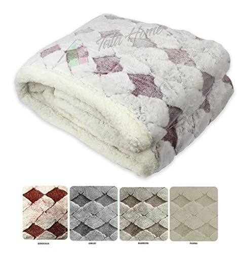 Plaid Coperta Morbida In Microfibra 150x210 Cm - Retro Agnellato Con Disegno Luna - Lavabile, Perfetta Come Copridivano