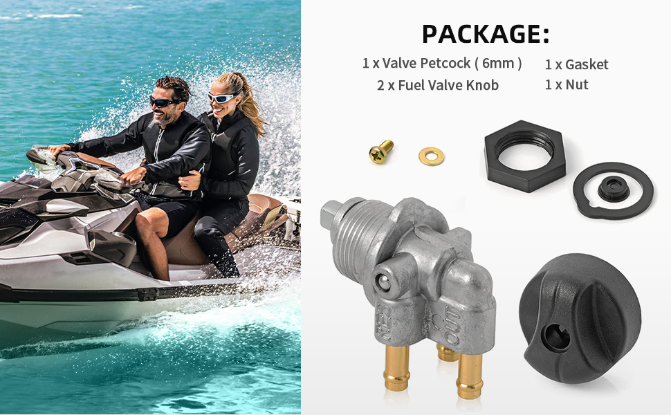3-Way Fuel Valve Petcock With Knob & Nut – Fits Sea Doo Challenger 1996-2001