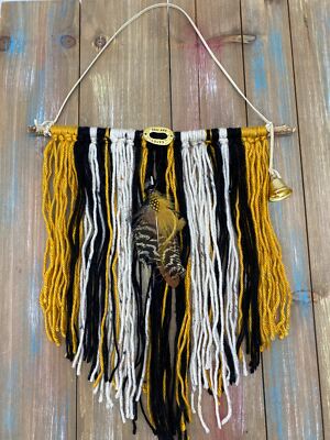 ''You Are Loved'' Black and Gold Boho Wall Hanging