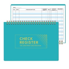 Check Register 8.5 x 6 Large Print Spiral Bound 61 Pages