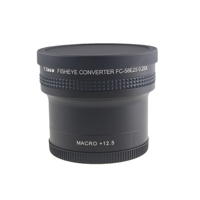 Fisheye Wide Angle Lens for Camera with 58mm Focusing Tube 0.25X +12.5 Macro