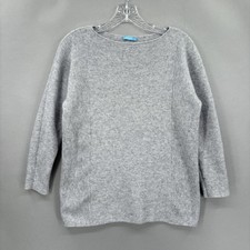 J McLaughlin Sweater Womens Small Gray Cashmere Cotton Ribbed Knit Pullover S