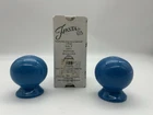 Fiesta Fiestaware Blue Salt & Pepper Shakers Pottery Dinnerware 2pc Set EUC