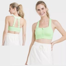 All In Motion Sculpt High Support Zip Front Sports Bra Light Green Size 36B