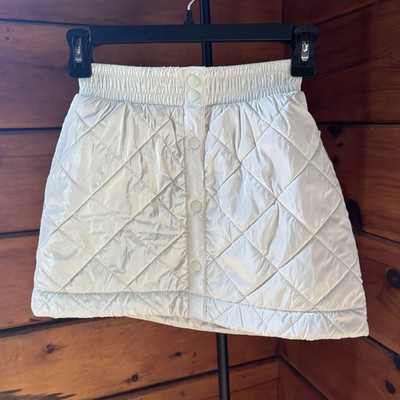 Athleta Girl Metallic Quilted Lined Mini Skirt White S/7