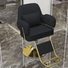 Luxury Barber Chair Hydraulic Recline Heavy Duty Salon Chair Black Leather