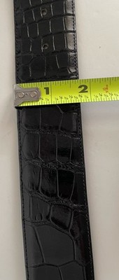 Vintage Kleinberg Sherrill Black Alligator Leather Belt Gold  display picture 2