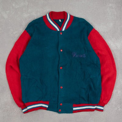 Vintage 80s Hornets Varsity Bomber Jacket L Herren Blau Americana