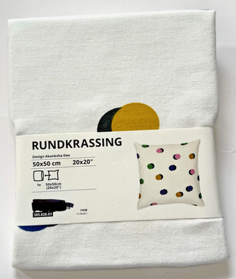 IKEA RUNDKRASSING Cushion Cover White Multicolor/dot Pattern  20x20'' 305.828.03