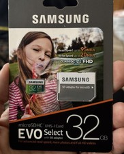 Samsung 32GB EVO Select microSDHC Memory Card with Adapter UHS-I U1, 95MB/s