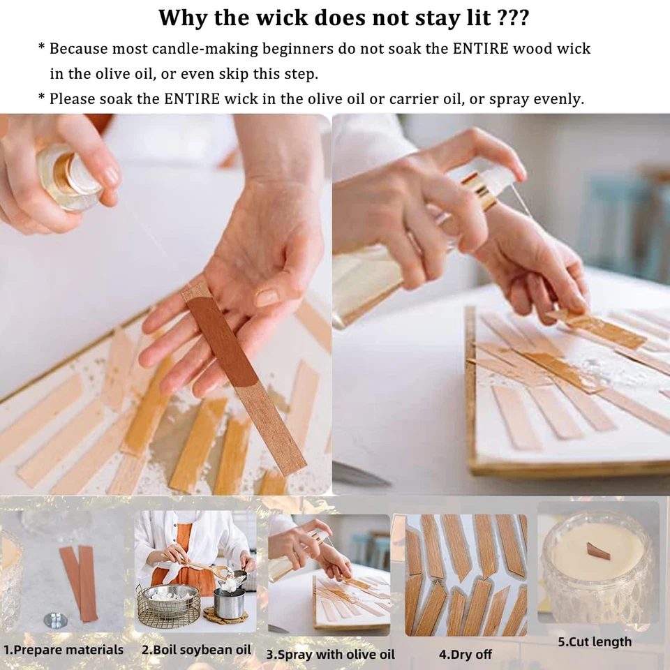 MadMedic Thick Candle Wood Wicks 0.75 x 5.12 inch Wooden Candle Wicks for Ca... - Image 4 of 4