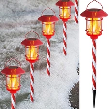 6 Pack Christmas Solar Flame Garden Lights Outdoor, Dual Use Flickering Flame...