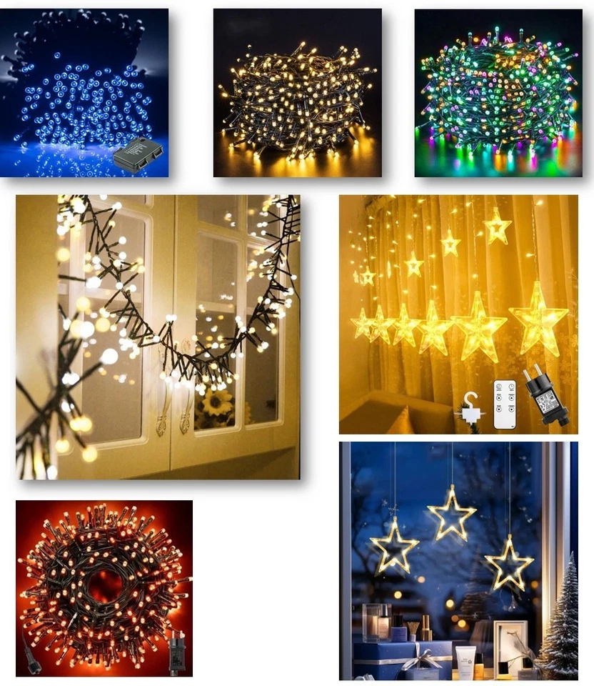 LED Lichterkette Weihnachtsstern für Innen-Außen 10M, 20M, 40M LED Warmweiß Bunt