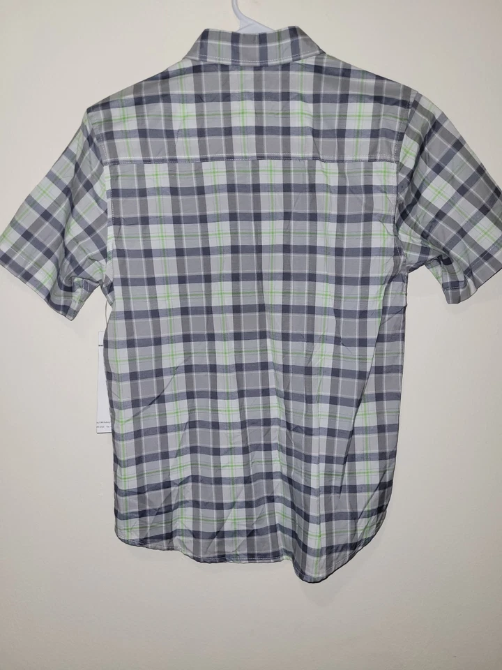 New Quiksilver Boys Everyday Check Youth Button Up Shirt Flannel Woven M Green - Image 2 of 2