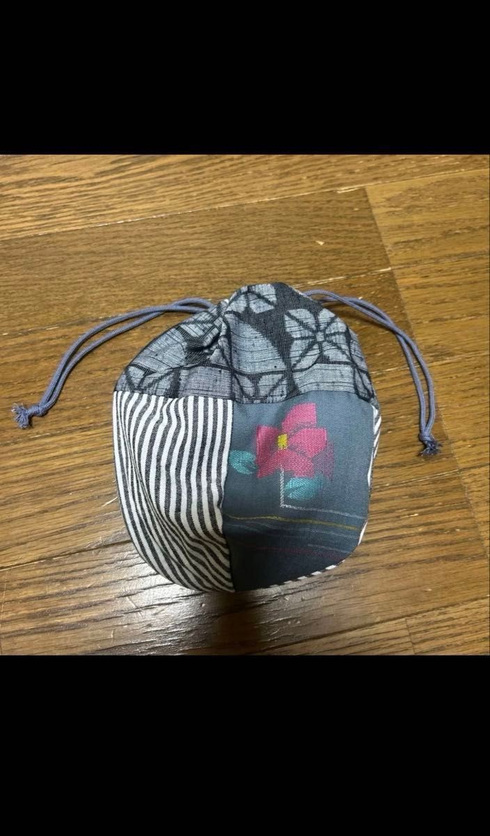 Patchwork drawstring bag floral pattern striped - image 1