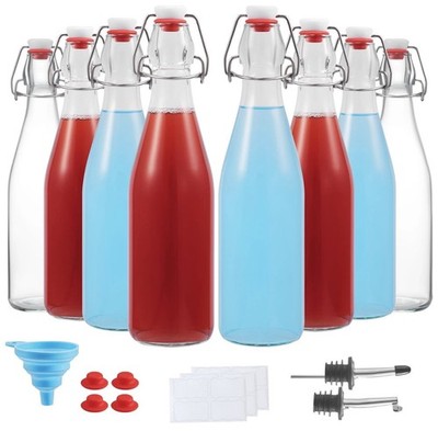 8 Set, 16 OZ Swing Top Glass Bottles - Flip Top Beer Brewing Bottles with