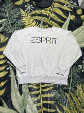 Adult XL ESPRIT VTG 80s 90s Gray Crewneck Sweatshirt Mall Brand Spell Out Logo