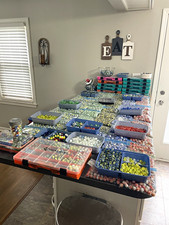 Large Bulk Lot Mixed Glass Toy Marbles - Assorted Colors - Loose Collection