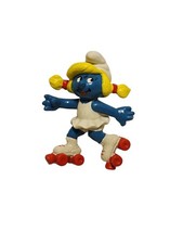 Smurfs Roller Skating Smurfette Vintage Schleich Figure PVC 1980 Skates 2" Toy