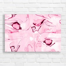 Pastel Marbling Pattern Freeflowing Paint Ink Pink Canvas Print Large Picture