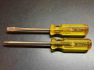 Vintage Irwin Screwdriver Lot of 2 400-4 & 4000-4 Phillips Regular