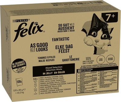 Felix So gut wie es aussieht Senior Katzenfutter nass in Gelee, Sorten-Mix, 120e