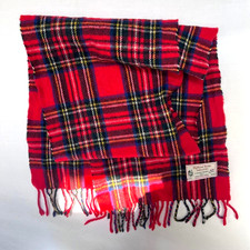 Highland Home Industries Scarf 100 Lambswool Made in Scotland Red Plaid Tartan