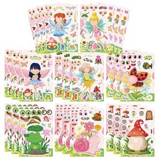 24 PCS Fairy Stickers for Kids, Make a Face Sticker with 8 Unique