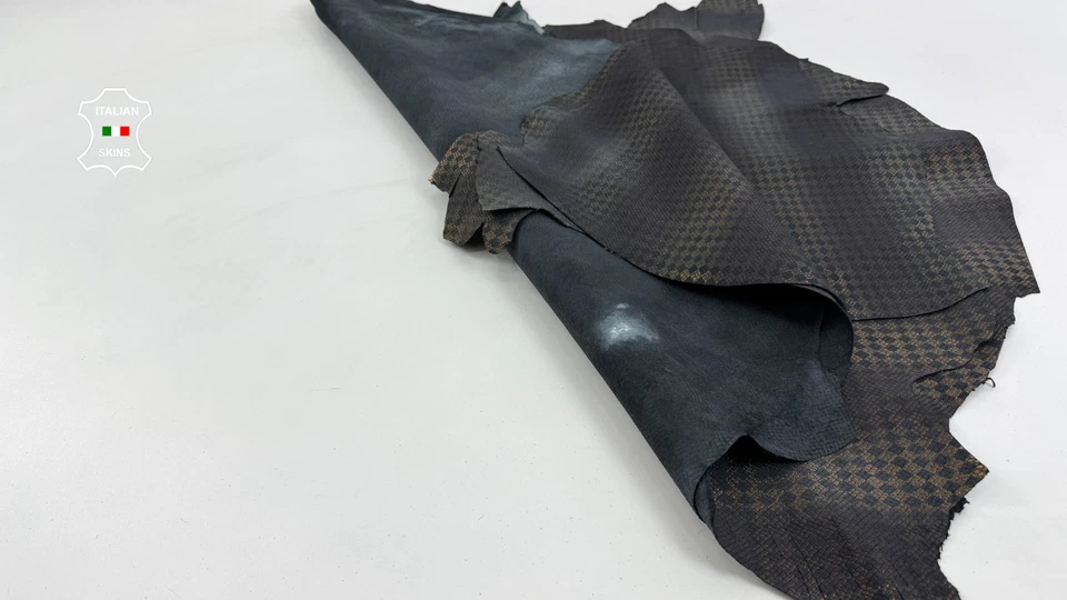 BRONZE ANTIQUED SNAKE SCALES PRINT ON Calfskin Leather 3 skins 22sqf 0.9mm C6684 - Image 3 of 4