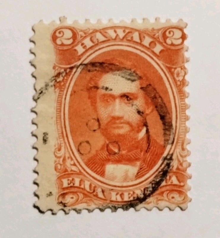 Hawaii 2 Cent Used Postage Stamp Orange Royalty Topic Uncertified Ungraded