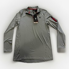 Spyder Active Men  s 1/4 Zip Fleece Pullover Shirt Sweater Gray Sz L Lightweight